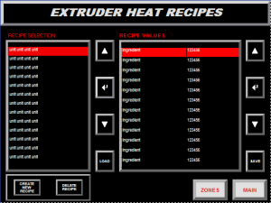 Extruder recipe controls using Allen-Bradley PanelView +